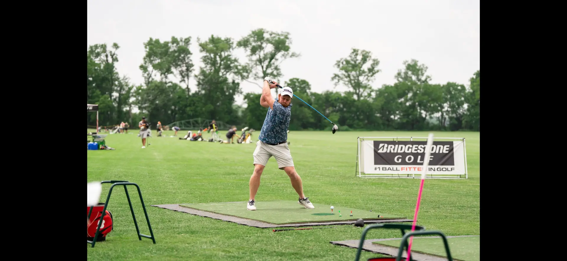 Stephen Hopper at the top of his backswing on the range